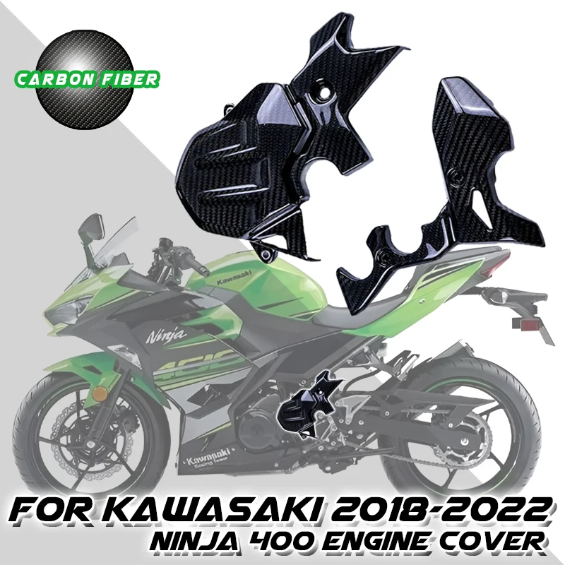 

For Kawasaki Ninja 400 2018-2023 100% Full Dry 3K Carbon Fiber Enginer Cover Parts Fairings Cowls Kit Motorcycle Accessories