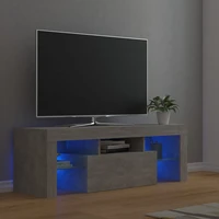 tv cabinet with led lights concrete gray 120x35x40 cm