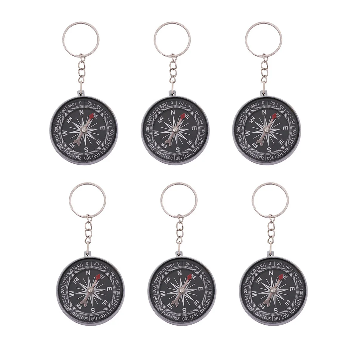 

6 Pcs Keychains For Kidss Plastic Case Key Chain Decor Compass Keyring Hanging Travel