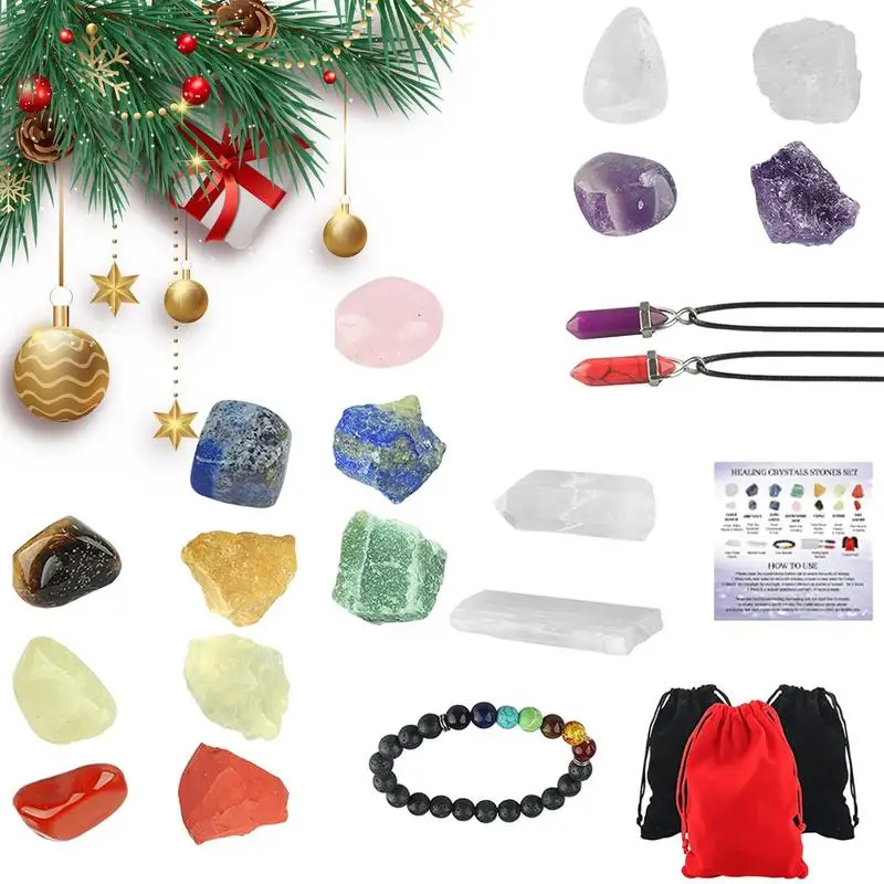 

Рождественский комплект из ожерелья и браслета с натуральными кристаллами из натурального камня, рождественские подарки для обеденных столов, книжные полки