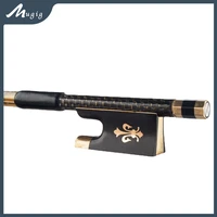 professional 44 size acoustic violin bow carbon fiber fiddle bow gold braided carbon fibre round stick ebony frog well balance