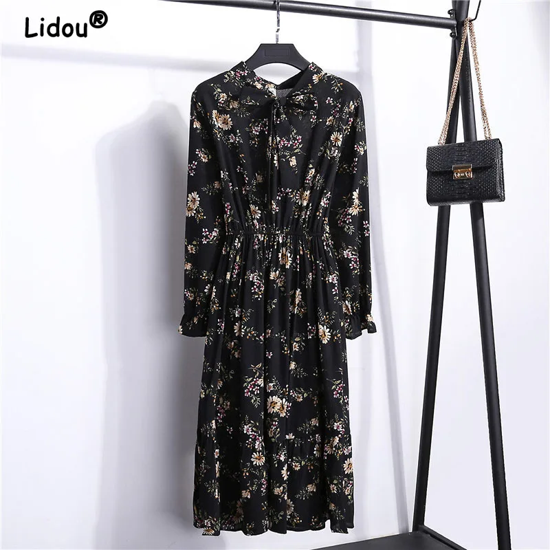 Лето-Осень 2022 модное милое элегантное платье миди с длинными рукавами-бабочками