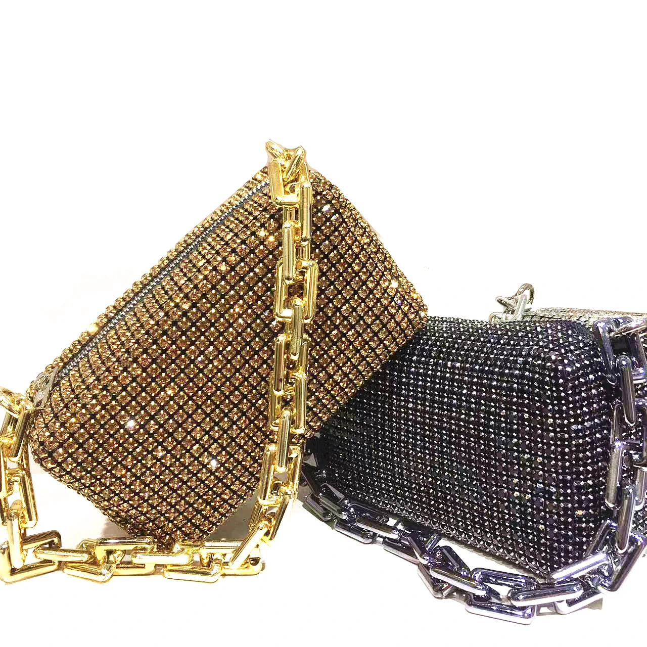 

Gold Boston Evening Clutch Bag Fashion Rhinestones Crystal Dinner Party Wedding Purses and Handbag Luxury Designer Shoulder Bag