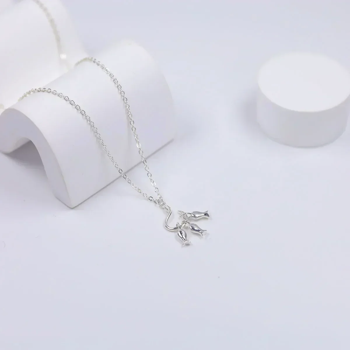 Серебряное простое Гавайское ожерелье с подвеской в виде рыболовного крючка для