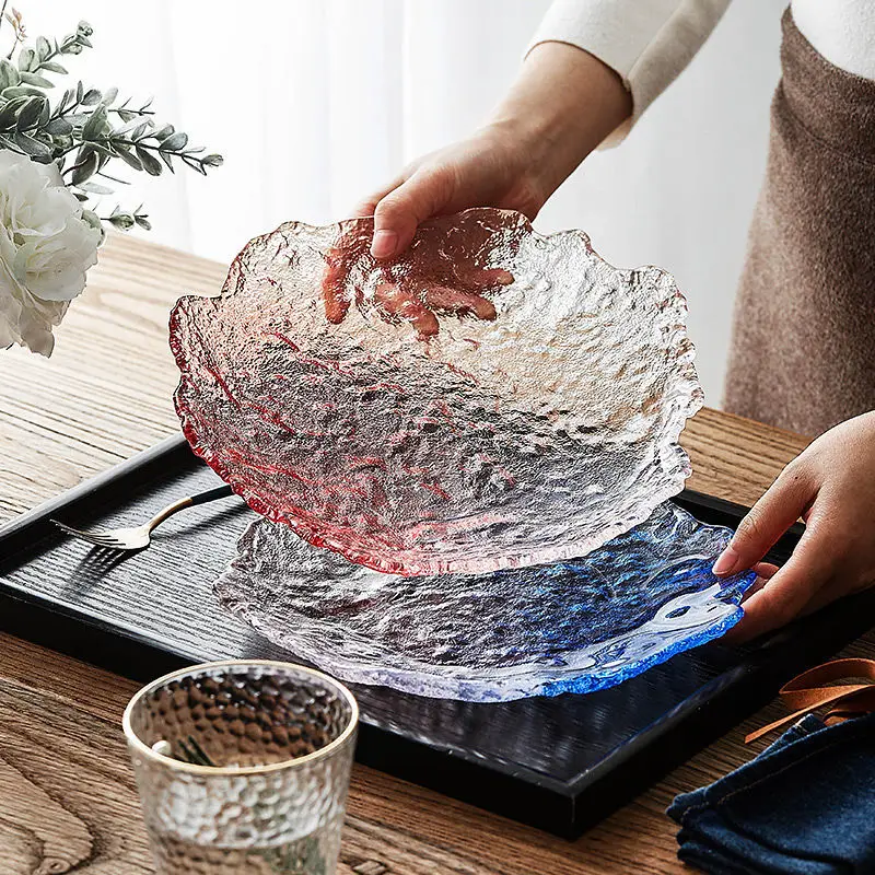 Salad Plates Glass Food Dishes For Serving Dinner Dessert Full Plate Sets Cake Dinnerware Tray Kitchen Eco-friendly Tableware |