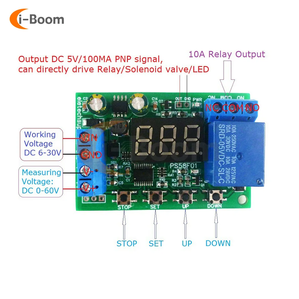 Зарядка аккумулятора DC0-60 в, внешняя плата защиты от перенапряжения низкого напряжения, модуль защиты реле автоматического отключения
