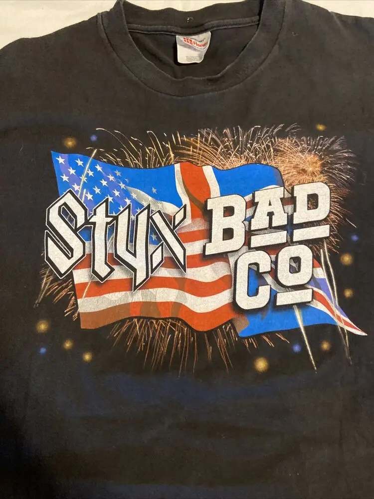 2001 промо-рубашка Styx Bad Co company для концертов тур XL винтажная черная футболка в стиле