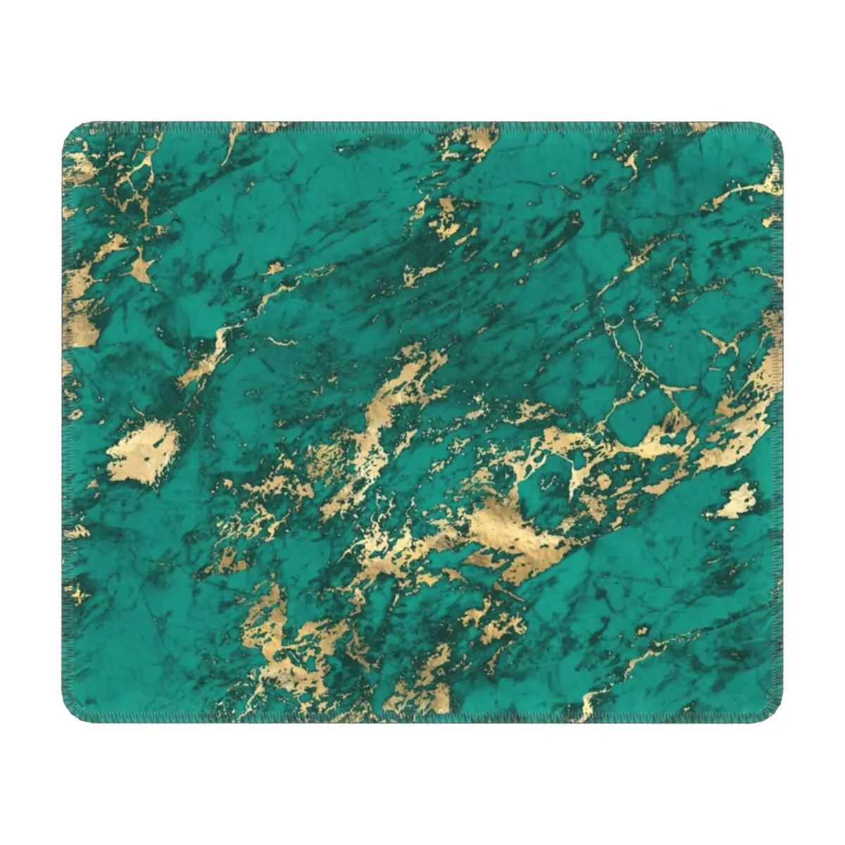 

Teal And Gold Marble Luxurious Computer Mouse Pads Soft Mousepad With Stitched Edges Rubber Abstract Pattern Mouse Mat for Game
