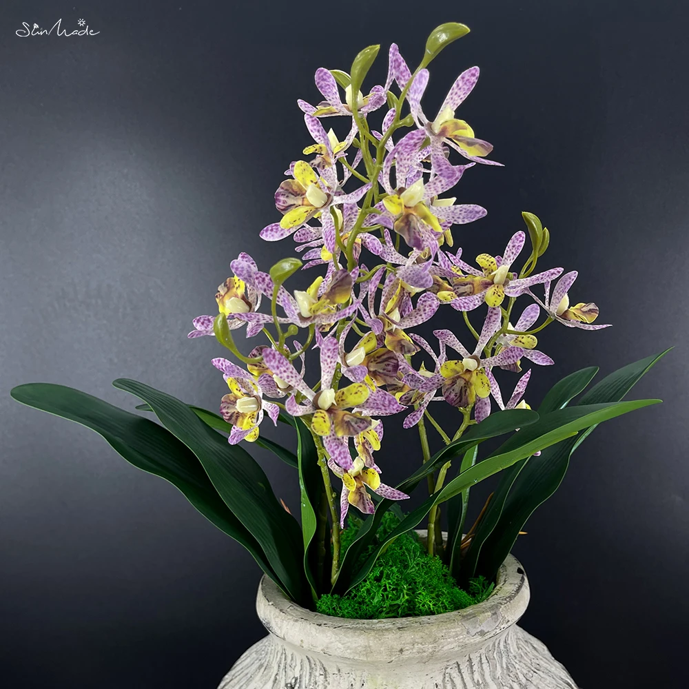SunMade высококачественные орхидеи 2 вилки весенняя мелодия с зелеными листьями