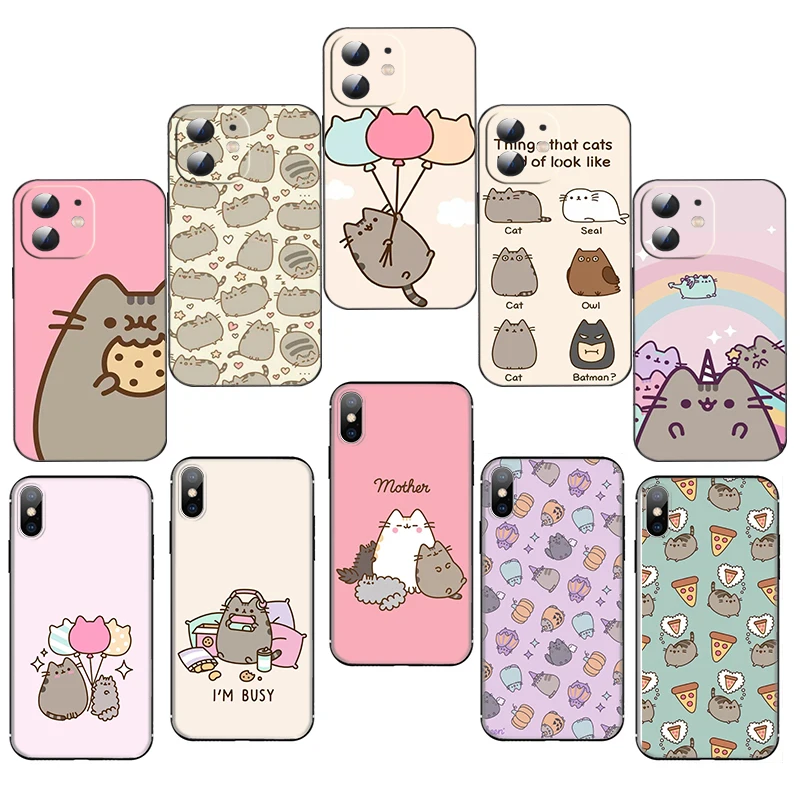 EF12 Anime Pusheens Comics Cat Soft Silicone Case for Redmi Xiaomi Note 9 9T 9S 10 10S 11 11S 4G 5G Pro Max Caver