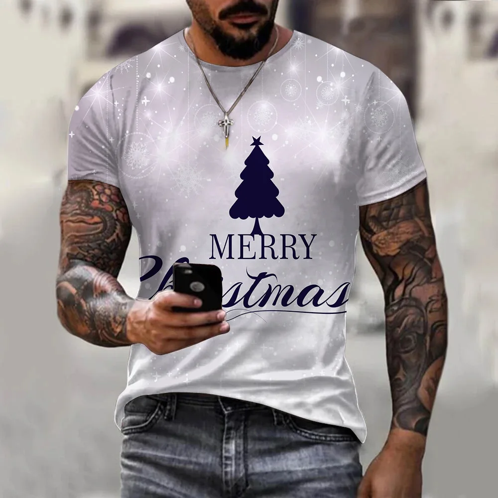 

Men's Summer Short sleeve Christmas Print T-shirt Male Sports Running tshirt Fitness Gym t shirt Tee Tops Streetwear Clothes