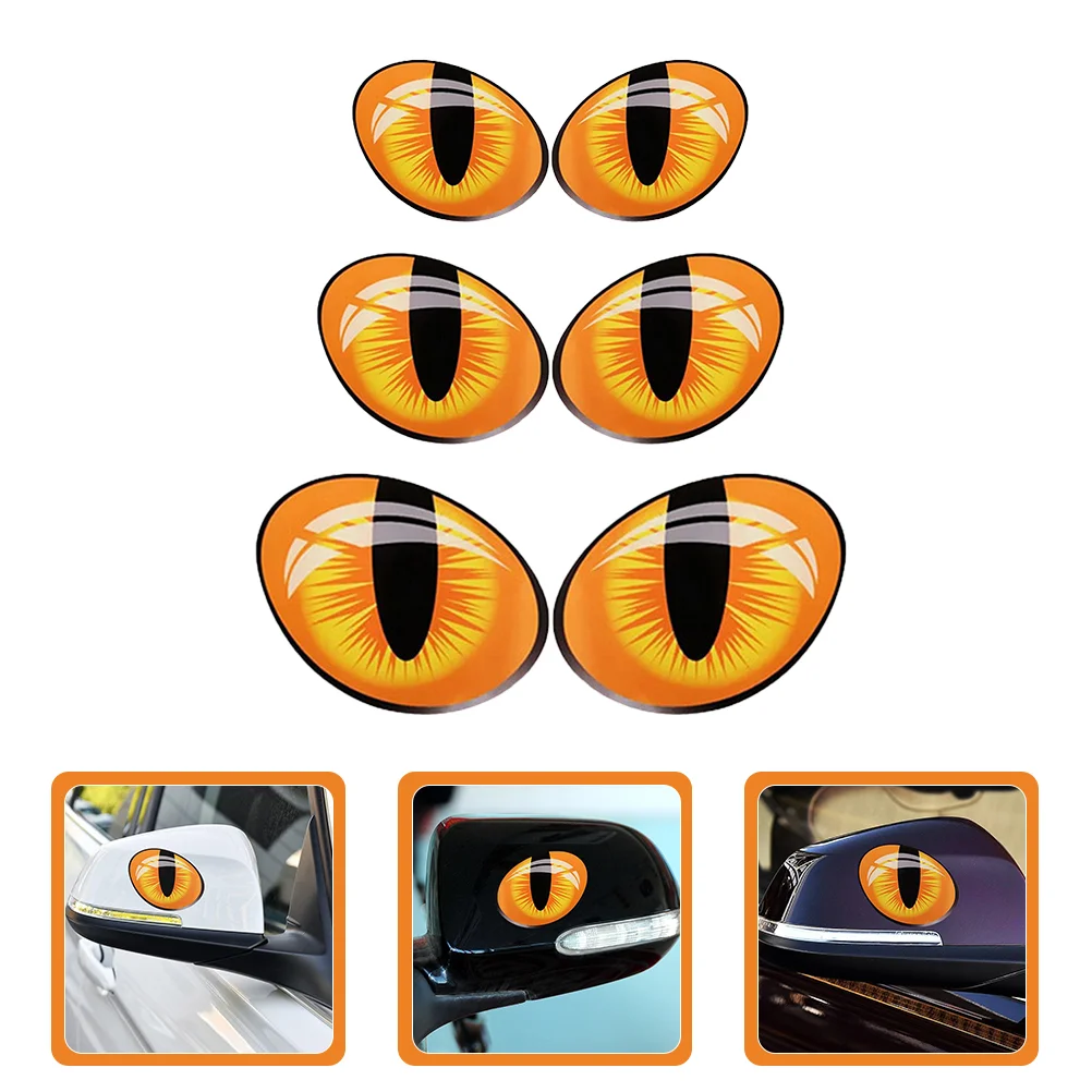 

3 пары изящных переводных картинок на зеркало заднего вида, забавные Переводные картинки «кошачий глаз», яркие автомобильные наклейки