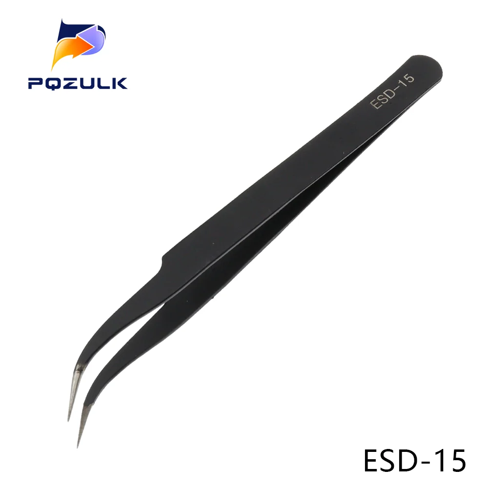 

1 шт. ESD-10/11/12/13/14/15 антистатические пинцеты из нержавеющей стали, промышленные прецизионные изогнутые прямые пинцеты, инструмент для обслуживания