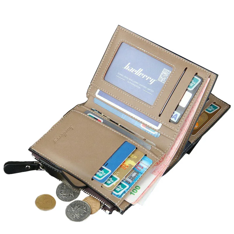 

Мужской кошелек на молнии Baellerry, короткий кошелек, карта, карман, держатель