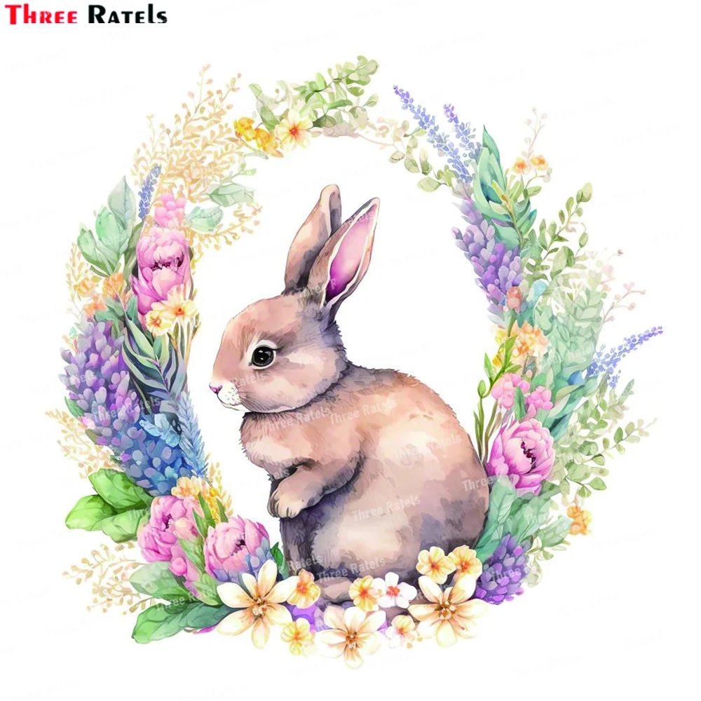 

Пасхальный венок с кроликом и кроликом Three Ratels K989, Настенная Наклейка для детской комнаты, домашнее украшение, Мультяшные детские обои