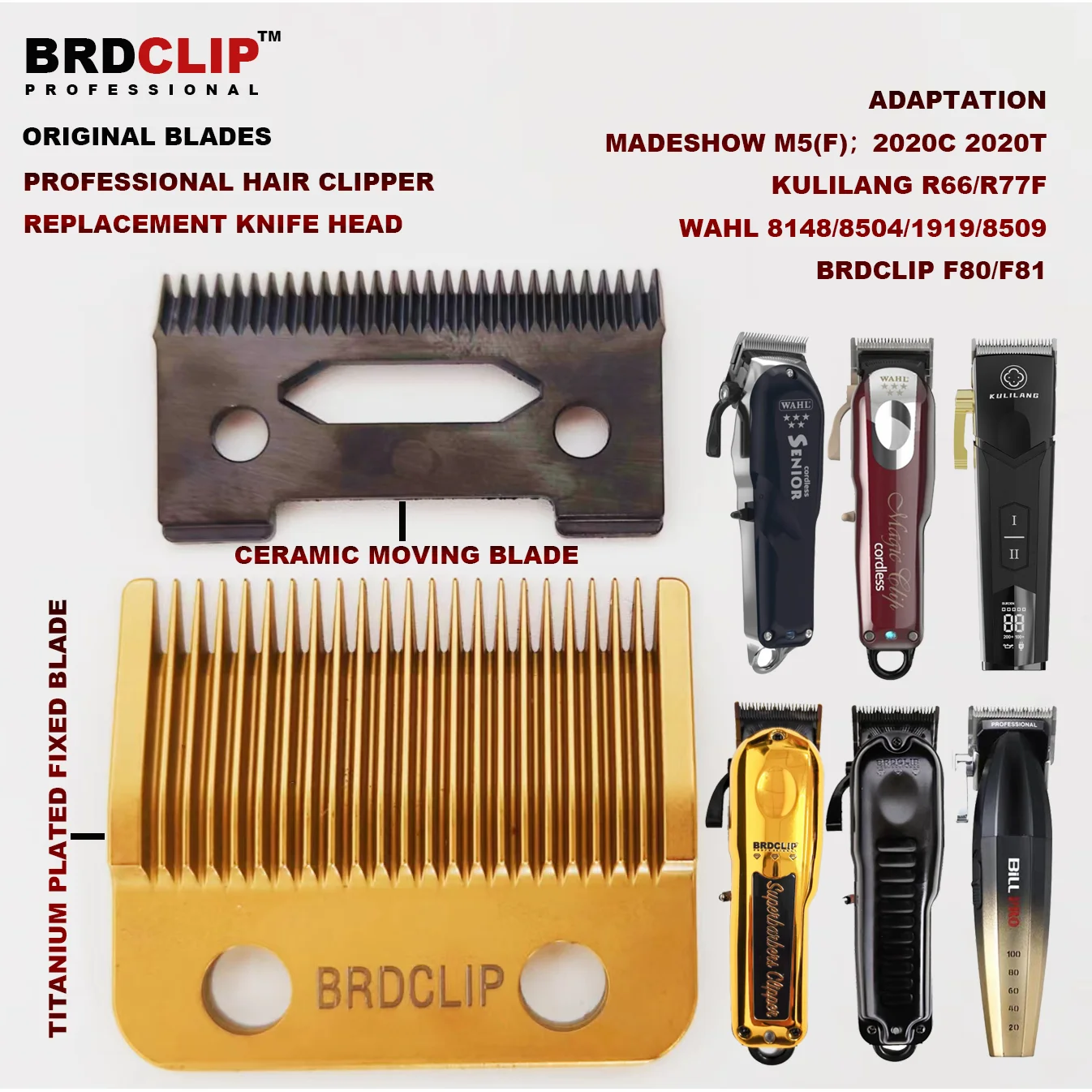 

Original BRDCLIP replaceable head for R77F MadeShowM5M10&wahl8148 professional barbershop hair clipper ceramic blade hair cutter