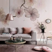custom 3d wallpaper modern hand painted abstract flower branch pink cherry blossom mural living room tv background wall painting