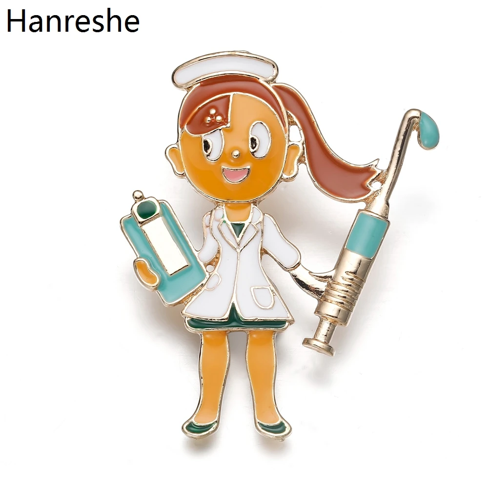 Hanreshe Милая эмалированная Брошь медсестры булавки медицинский мультфильм лацкан