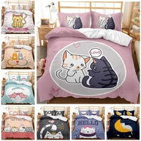 kids cat duvet cover queen sizecartoon kitten sleeping on crescent moon stars night dreams themed comforter cover for children