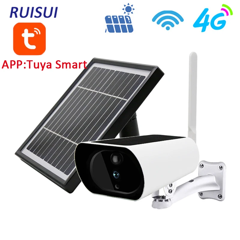 Tuya Solar Surveillance Camera Security Protection Outdoor 4G SIM Card Panel Cameras Wifi Video Kameras for |