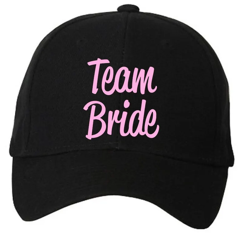 

Team Bride Cap Funny Black Baseball Cap Present Gift Friend Hen Do Wedding