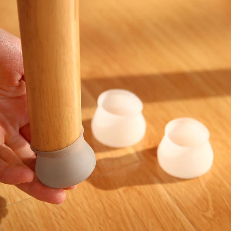 

4pcs Silicone Chair Leg Covers Felt Bottom Soft Silicone Furniture Foot Protector Pads Anti-slip Table Legs Floor ProtectionMat