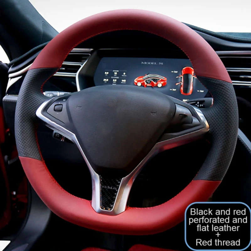 

Hand Sewing Custom Car Steering Wheel Cover Original Steering Wheel Braid For Tesla Model X Model S Customized interior