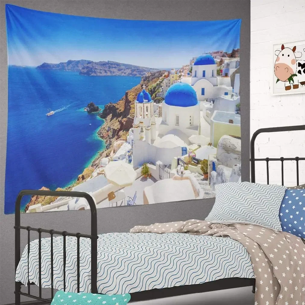 Красивое городское острова Санторини ориентир природа Европа стена гобелен Ho Me