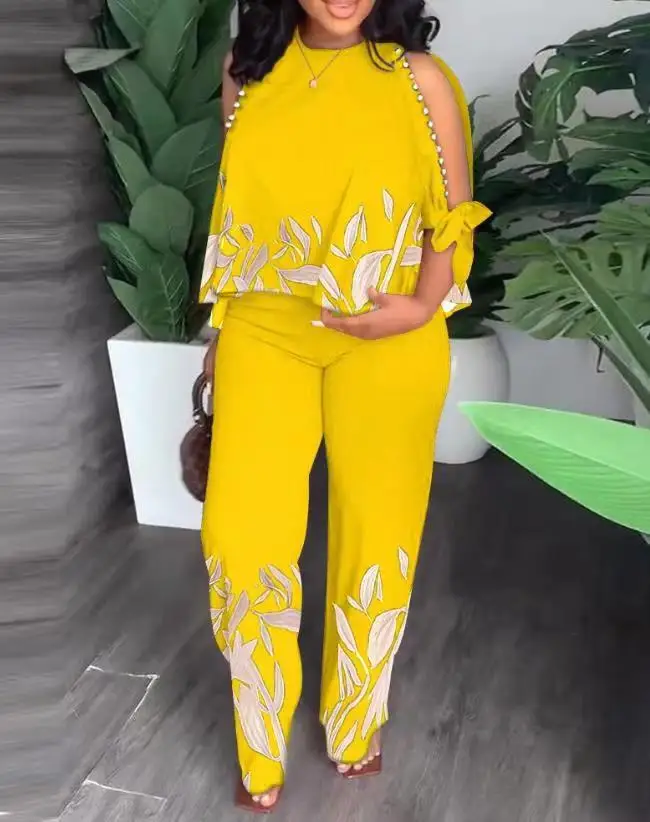 2024 весенне-летний модный новый комплект с принтом женский свободный