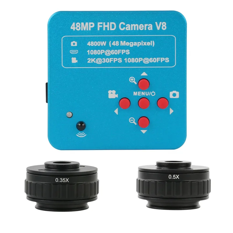 

2K 48MP HDMI USB Industrial Electronic Digital Microscope Camera +0.5x 0.35x Trinocular Stereo Microscope C Mount Adapter Lens