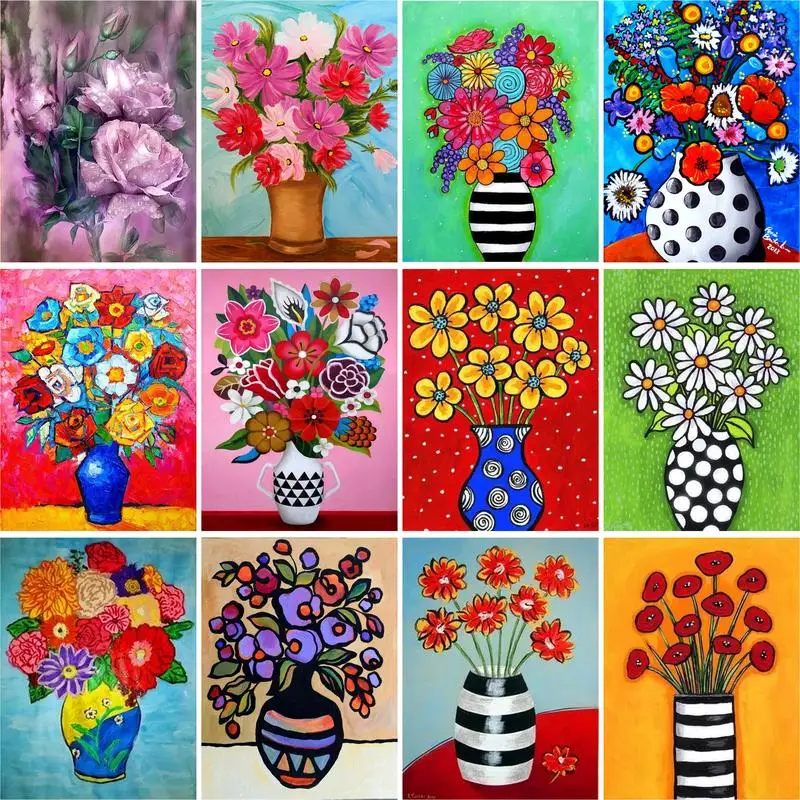 

GATYZTORY Frame Diy Painting By Numbers Kits Flowers Picture By Numbers Diy Crafts For Beginner 60x75cm Wall Art Picture Artwork