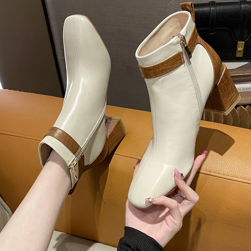 

Winter Women High Heels Chelsea Ankle Boots 2022 New Thick Pumps Fashion Ladies Casual Zipper Motocycle Botas