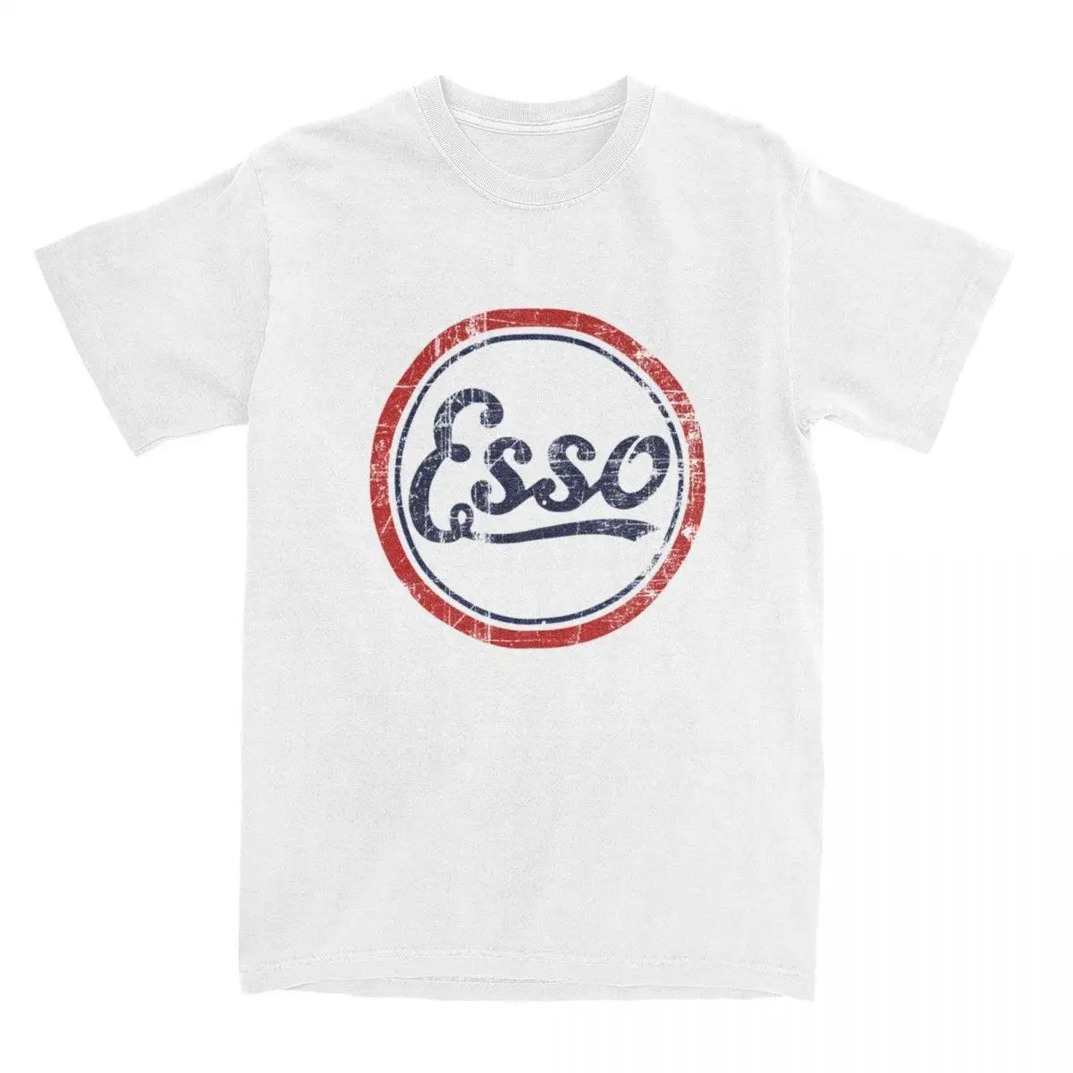 Men Esso Retro Logo Oil Racing Motor T Shirts Pure Cotton Clothes Awesome Short Sleeve Crewneck Tees Printed T-Shirts