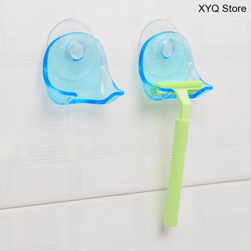 

Blue Plastic Razor Holder Transparent Adsorption Wall Shelf Storage Rack Manual Razor Pendant Storage Rack Bathroom Accessories
