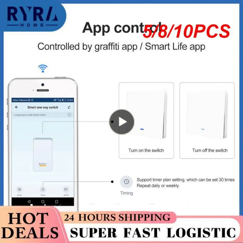 

5/8/10PCS Remote Control Zigbee Light Switch 1/2/3 Way 10a Zero Fire Switch Tuya Compatible With Alexa Google Home New