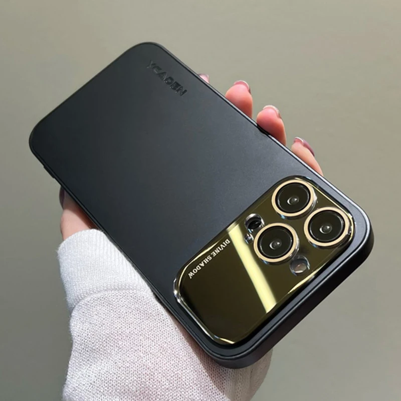 

Luxury Large Glass Lens Protector Phone Case For iPhone 13 14 11 12 Pro Max 14 Pro Shockproof Ultra Thin Matte PC Cover Coque