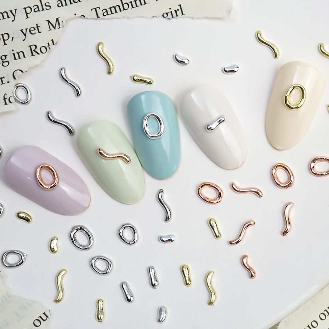 

30pcs Metal Nail Art Charms DIY 3D Decoration Rhinestones Hollow Frame Glitter Alloy Gold Silver Parts Accessories Manicure