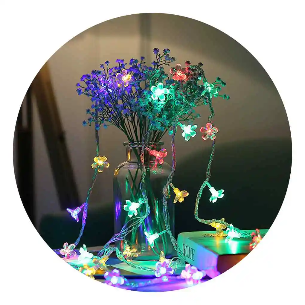 

Flower LED String Lamps Copper Battery Powered Christmas Home Holiday Yard Decor Accessories