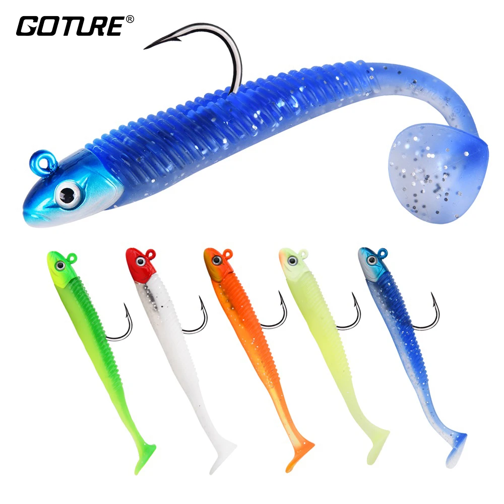 

Goture 1pc Lead Head Soft Bait Black Minnow Jig 108mm 17/20g Fish Swimbait Artificial Lure Bait Fishing Tackle for Carp Pesca
