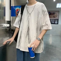 hiphop short sleeved mens tide brand ins hip hop fried street splashing ink loose top high street t shirt summer