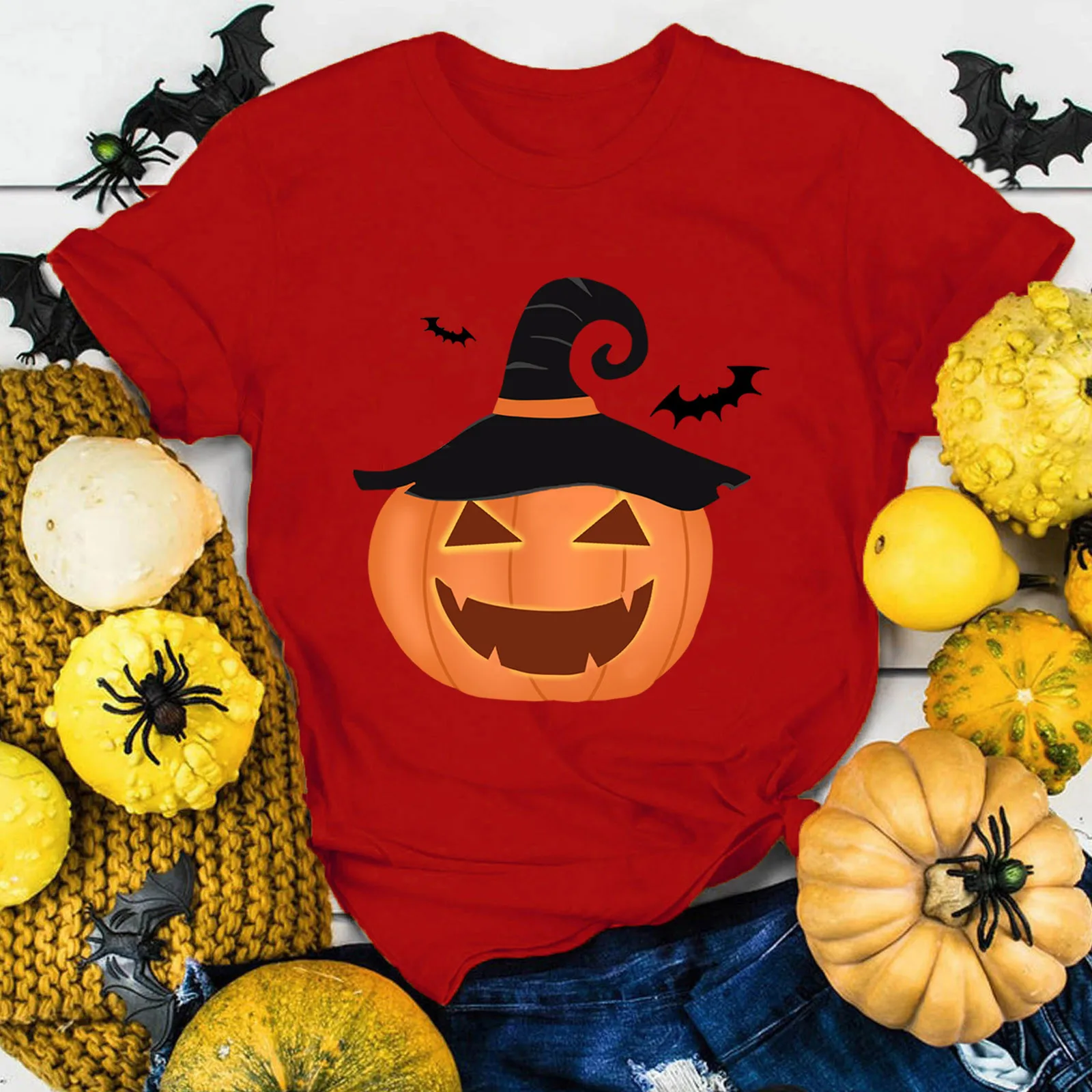 

Womens Halloween Print O Neck Short Sleeve Tops Blouse Tees T Shirt Short Sleeve Tops Stripe Long Sleeve Top