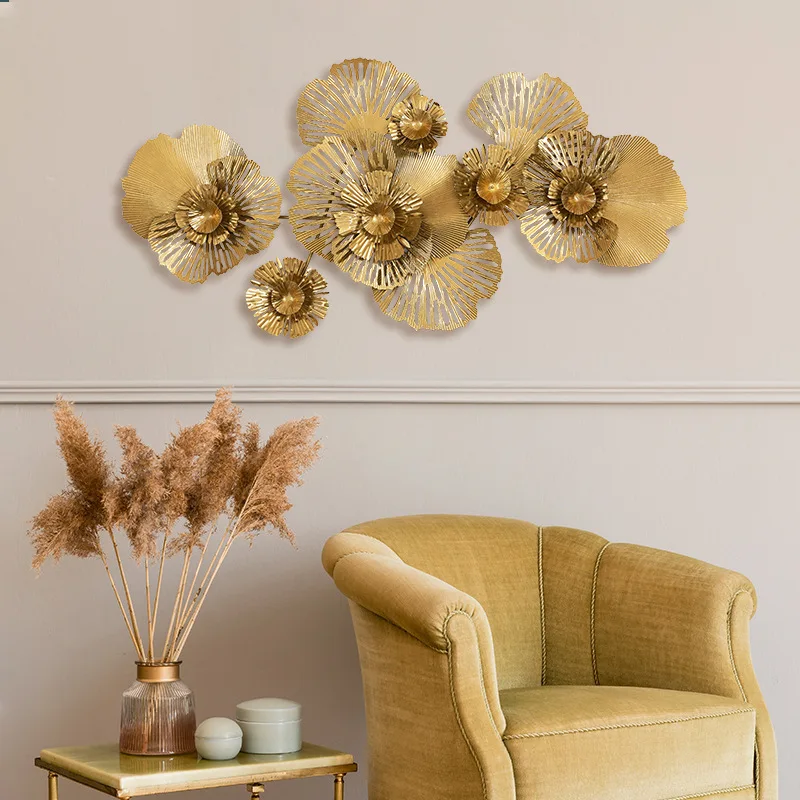 Dekoracje domowe Kutego żelaza Złota dekoracja wisząca na ścianie Klub Kwiat Wisiorek Dekoracja ścienna Pusta ściana