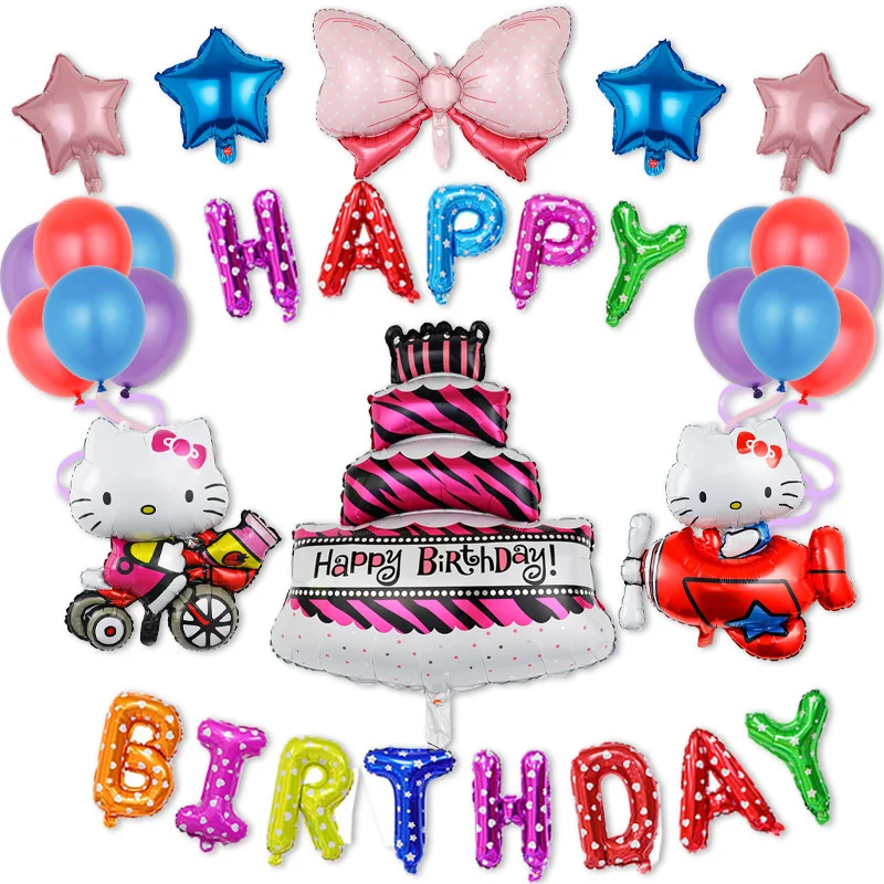 Воздушный шар Hello Kitty макет вечеринки по случаю дня рождения украшение сцены