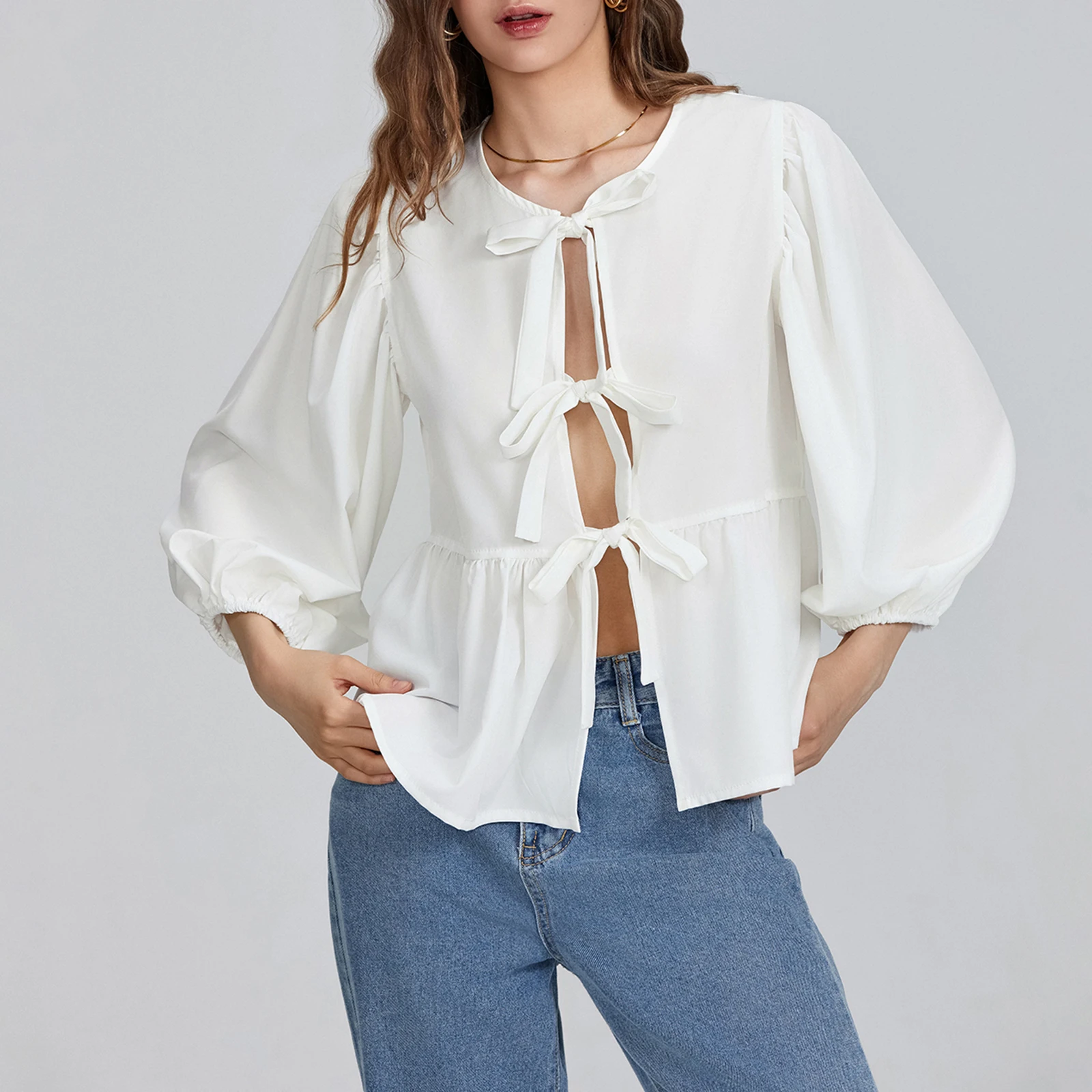 Женские базовые Топы с завязкой спереди повседневная однотонная Свободная