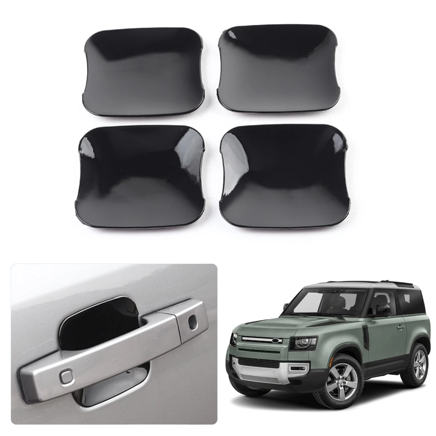 

for Land Rover Defender 90 110 2020-2023 Glossy Black Exterior Door Handles Bowl Cover Trim ABS Car Accessories