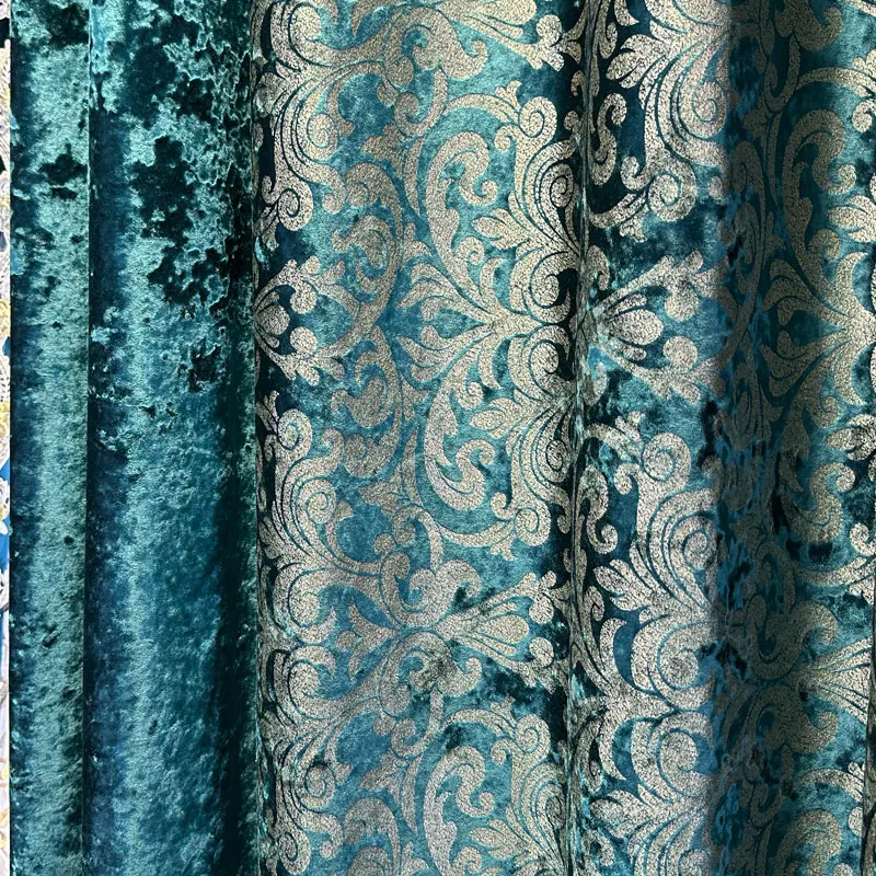 Высококачественные темно-зеленые бархатные бронзовые жаккардовые шторы для