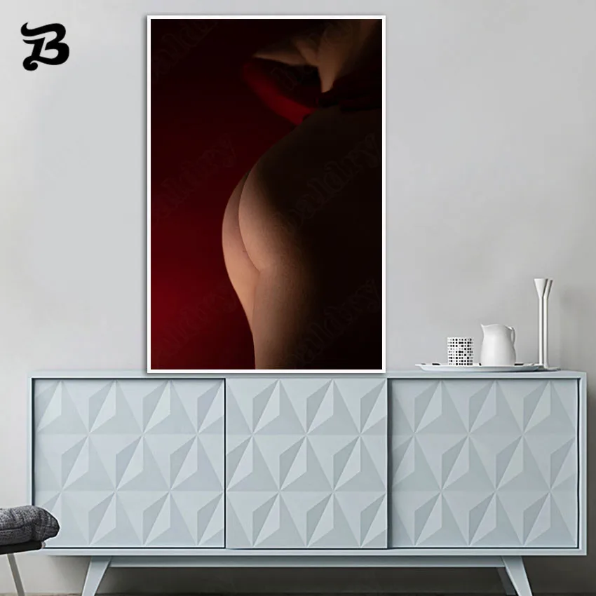 

Canvas Painting Red Sexy Background Woman's Buttocks Canvas Posters Prints Vintage Home Decoration for Bedroom Home Wall Decor