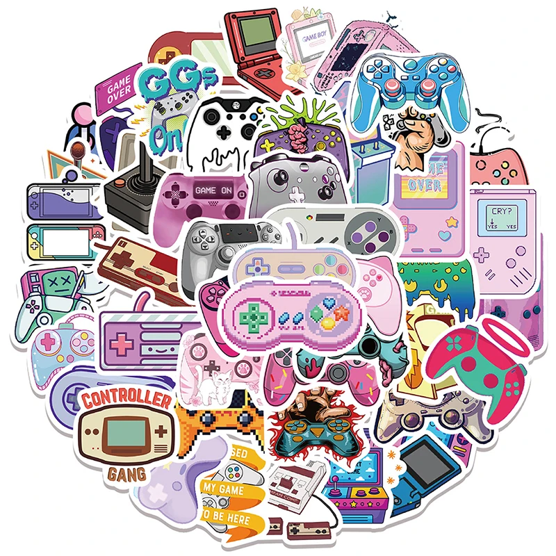 

60PCS Funny Game Gamepad Controller Console Pink Stickers Waterproof Pad Skateboard Laptop Computer Car Sticker Kids Toys