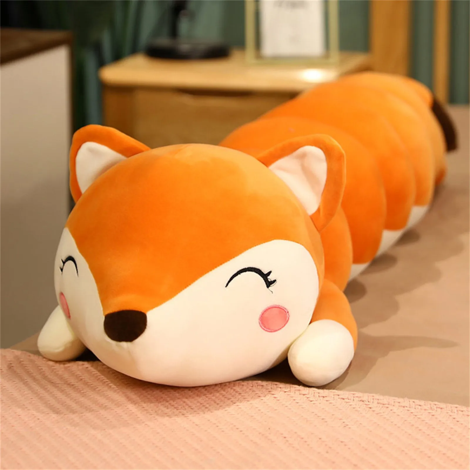 

Cute Fox Caterpillar Plush Toy Comfort Children Sleeping Pillow Kawaii Long Pillow Girl Food Doll Caterpillar Animal