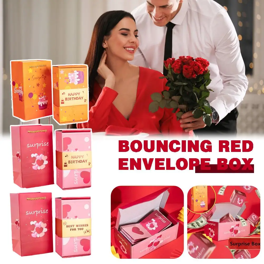 Jumping Red Envelope Box For Valentine's Day Confession Wedding Happy Birthday Party Gift C8r6